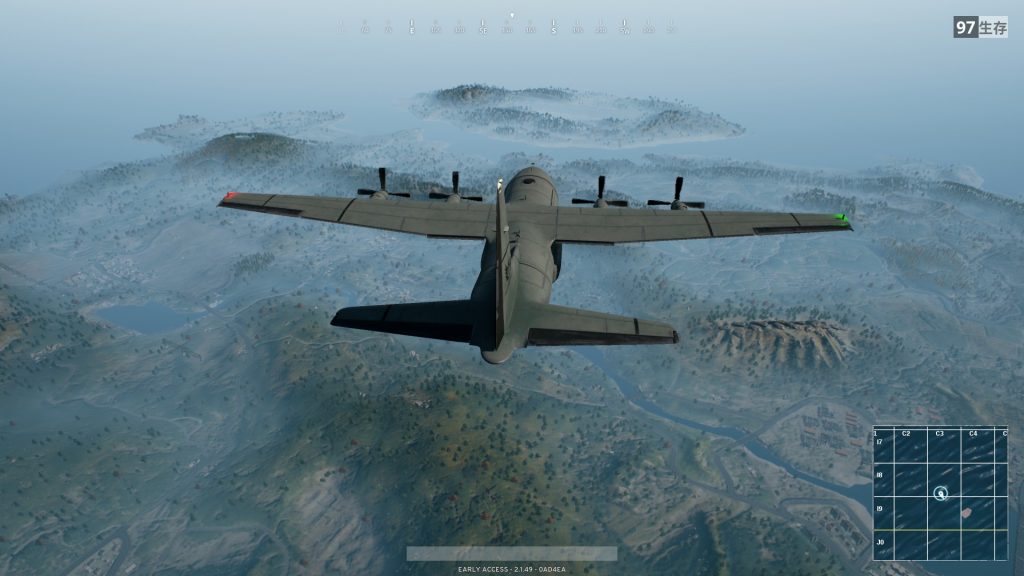 PlayerUnknown’s Battlegrounds（PUBG）降下前の飛行機